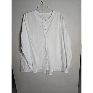 J.Jill White Shirt Collection A Line Hidden Button Up Shirt Tunic Large NWOT